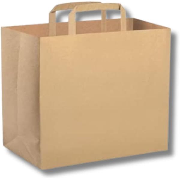25 Sacchetti Take Away Per Pizza In Carta Kraft - 35x35x40cm, Portata 3.5kg, Colore Avana