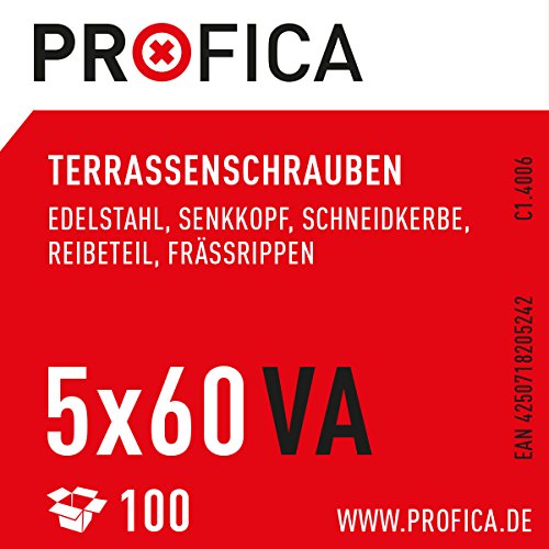 Terrassenschrauben Edelstahl 5x60mm 500 Stück von PROFICA gehärtet incl. PROFICA VA Bit Torx 25 und Leitfaden Terrassenbau - 4