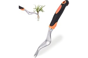 DIYJEP Hand Weeder Tool, Garden Manual Weed Puller with Soft Rubber Handle, Stainless Steel Dandelion Garden Weeding Tools, Easy Weed Removal, Non-Slip Transplant Gardening Tool for Outdoor Lawn
