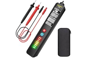 MAXRIENY EBTN LCD Voltage Tester 3-Line Display Voltage Detector Pen, Adjustable Sensitivity, Non-Contact AC Electricity Sensor Live Wire Checker with Protect Case