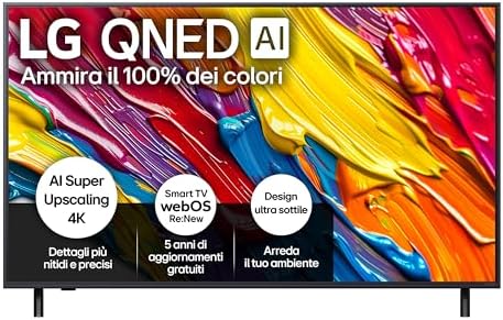 LG QNED AI QNED84 TV 55 pollici, Smart TV 4K, Processore α7 Gen8, Dynamic QNED Color, Design Ultra Slim, webOS con AI e telecomando puntatore AI, Gaming con VRR 4K@60Hz, 55QNED84A6C 2025