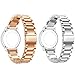 Produktbild ECSEM Replacement 2pcs Premium Solid Stainless Steel Watch Bands Metal Straps Bracelets - Choices of Color & Width (22mm) -3beads (Rose Gold+Silver)