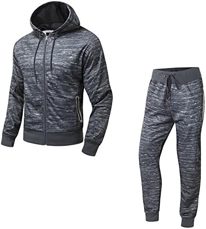 YMY Men's Silm Fit Jogging Full Tracksuit Pullover Hoodies Fleece Joggers Set