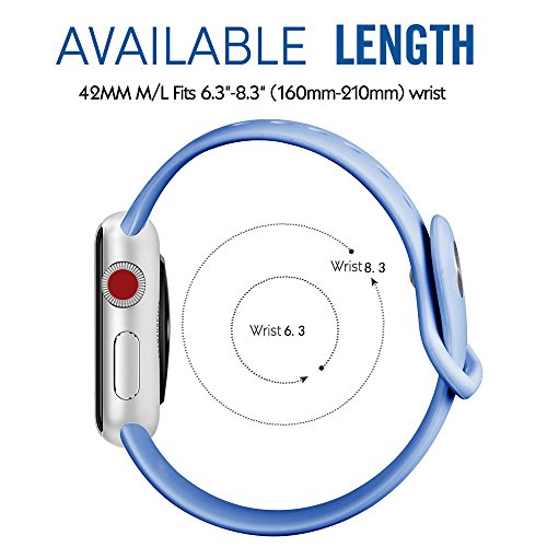 ZRO para Apple Watch Correa  Silicona Suave Reemplazo Sport Banda para 42mm iWatch Serie 3  Serie 2  Serie 1  Talla M L  Azul Real