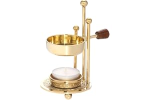 NKlaus Regulowany palnik do kadzidełek z drewnianym uchwytem, mosiądz, złoty, 1524