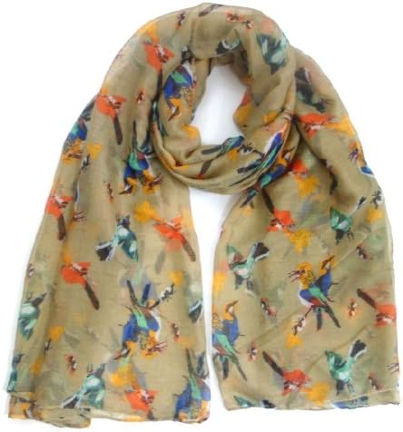 Ladies Love Bird Print Fashion Scarf (Beige)