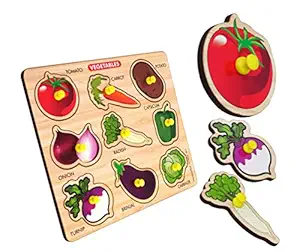 vegetables wooden puzzles for kids , first Jigsaw Preschool & Playgroup Educational Puzzle kids toys for age 2 to 5 year baby boys & girls , toddler activity learning board game for kindergarten Childrens 10 Pieces
