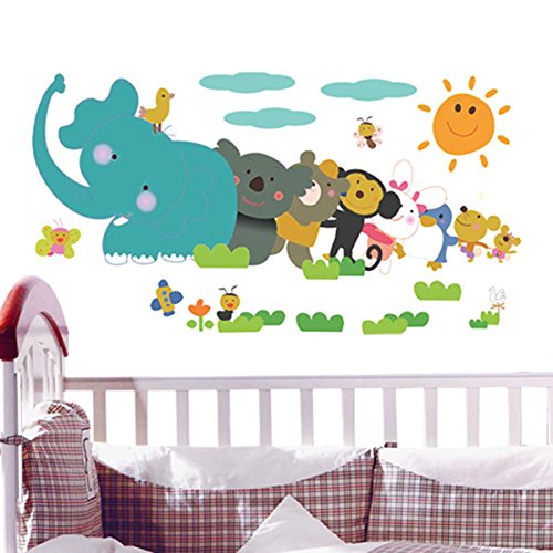 YESURPRISE New PVC Creative Animal Play Jungle Adventure living room children's room backdrop Wall Stickers children holiday party baby kid's room bedroom wallpaper art Mural decal Paper House Sofa Room Decorative Home DIY Decoration
