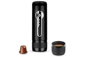 IMONS Cafetera espresso portátil, Cafetera automática para automóviles, viajes, al aire libre, en el hogar, nespress y cápsulas L 'or, recargables, negras