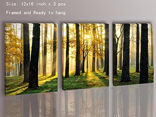 Nuolan Art - Canvas Print 3 Panels Framed Ready to Hang Modern Landscape Wall Art , High Quality Oil Painting Print Wall Decoration -UK-P3L3040-004