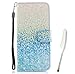 Produktbild iPhone 8 Case 4,7 zoll, iPhone 8 Case 4,7 zoll, Edaroo Lederhülle für iPhone 7 4,7 zoll, iPhone 7 Bunt (Faux Glitzer) Grüne Sands Muster PU Ledertasche Handytasche Brieftasche Bookstyle Folio Klapphülle Schutzhülle Handyhülle Tasche Wallet Magnetverschluss Magnetic Flip Case mit Standfunktion & Kartenfächer Lanyard Strap Kunstleder Hülle Cover für Apple 4.7" iPhone 8(2017 Release)/iPhone 7(2016 Release)