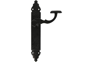 Amig - Set med rustika dörrhandtag - Hammarslagen skylt - 280 x 45 mm - Idealisk för att öka integriteten i ett rum - Skylt i stål och handtag i svart zamak