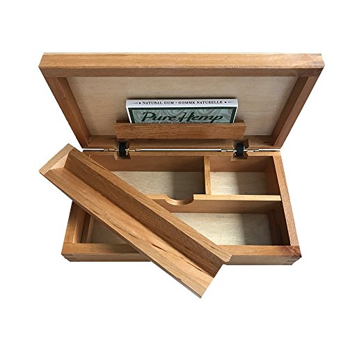 Rolling-Tray „BAUKASTEN“, Rolling-Box aus Holz, mit Deckel und Magnet Verschluss, inkl. mobiler Drehunterlage | zur sicheren Aufbewahrung von Marijuana/Marihuana/Cannabis, extra groß (15,5x9x5,5 cm) | Gras-Box | Joint-Box | Tabak-Box - 2
