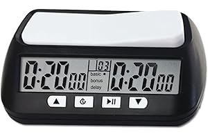 QCWWY Zegar szachowy Cyfrowy minutnik szachowy z funkcją alarmu akustycznego YS 902 Czarny Wersja angielska Cyfrowy minutnik szachowy Profesjonalny do gier planszowych z alarmem