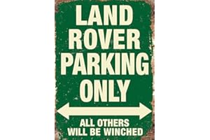 ELETINA Retro Metal tin Sign Funny Land Rover Parking OnlyGreen Plaque Sign For Home Cave Garage bar Wall Decoration Vintage Metal Sign 8 x 12 inch