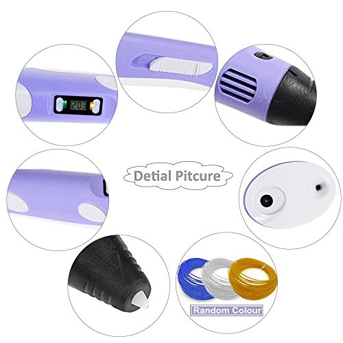 3D Druck Stift, Oxygentle OGP-2 3D Pen mit LCD Temperaturanzeige für 3D Zeichnungen zur Erstellung von dreidimensionalen Zeichnungen, Kunstwerken, Modellen, uvm. von Hand. Kompatibel mit 1,75 mm ABS und PLA Filament - 5