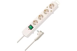 Brennenstuhl Comfort-Line Plus Steckdosenleiste 4-Fach (Steckerleiste mit Flachstecker und Schalter, Mehrfachsteckdose mit 2m Kabel und extra Breiten Abständen der Steckdosen) weiß