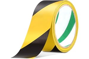 YTBUBOR Safety Tapes 48mm x 20m Black/Yellow Hazard Warning Tape Adhesive Marking Barrier Tape