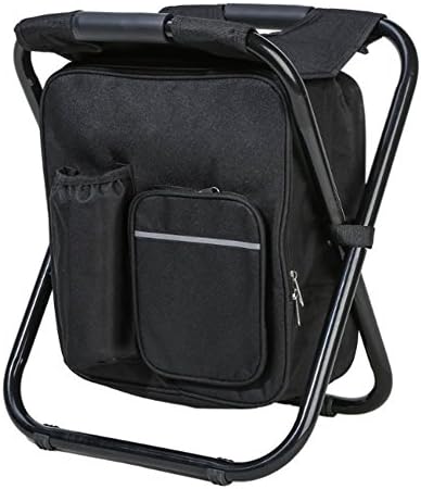LYFF Outdoor Folding Ice Pack Stool Multifunctional Backpack Folding Chair Multi-Purpose Storage Bag Mobile Small Refrigerator (Black)