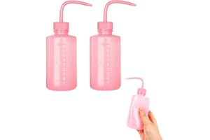 YALIYU Wash Bottle, Pink Plastic Leak-Proof Squeeze Bottle eyelash Cleaning Elbow Bottle, Rinse Bottle for Eyelashes, Eyelash Water Squirte,Mouth, Cap for Lab, plant Watering, Tattoo Wash