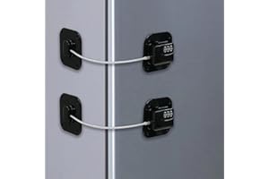 NEWBINN 2 x Kühlschrank Schloss mit Code ohne Bohren für Kinder unter 5 Jahren, Geeignet für Kühlschränke, Waschmaschinen, Schränke, Kleiderschränke, Toiletten, Weinkühler, Fenster (Schwarz)