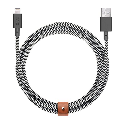 Native Union BELT Kabel XL – 3 Meter Ultra-Starkes Verstärktes [Apple MFi-Zertifiziert] Lightning auf USB-Ladekabel mit Band (Zebra) - 5