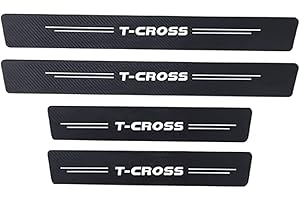 MAVNES 4 Stück Auto Einstiegsleisten Schutzfolie für T-Cross, mit Logo Kohlefaser Türeinstiegsschutz Aufkleber Kratzfest Aufkleber,B