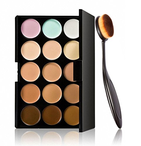 Kfnire 15 Colors Pro Contour Face Cream Makeup Cosmetic Concealer Palette+ Curve Foundation Brush