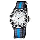 Regent Kinder Jugend-Armbanduhr Fashion Analog Textil-Armband blau grau schwarz Quarz-Uhr Ziffernblatt weiß URBA383