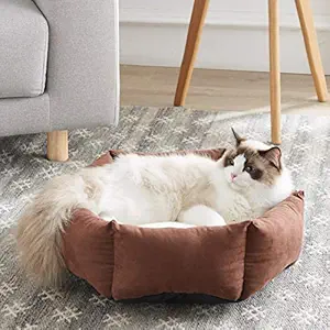 WESTERN HOME WH Round Donut Cute cat Cushion Bed? Outdoor and Indoor Medium, Small Cat & Dog Bed? Ultra Soft Cozy Durable Fabric Pet Supplies? Machine Washable