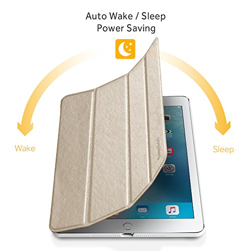 iPad Air 2 Hülle, EasyAcc Ultra Slim Cover Schutzhülle Bumper Lederhülle mit Standfunktion / Auto Sleep Wake Up Funktion für iPad Air 2 2014 Modell Number A1566/ A1567 – Gold, Ultra Slim - 4