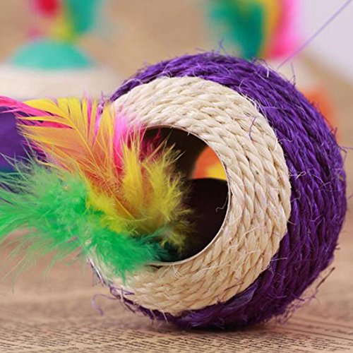 Funny-Pet-Products-Scratch-Sisal-Ball-Dual-Holes-With-Feather-Pet-Cat-Dog-Toys