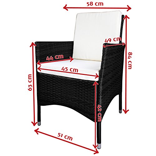 Ventus 25-teilige Polyrattan Essgruppe DINERA für 8 Personen Gartenmöbel Essgruppe Gartenset Lounge Sitzgruppe inkl. Auflagen und Bezüge große Farbauswahl Garten Möbel Rattanmöbel, Farbe:Schwarz-Braun meliert / Zuckerbraun