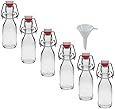 Viva Haushaltswaren - 6 x kleine Glasflasche 100 ml mit Bügelverschluss aus Porzellan zum Befüllen, als kleine Likörflasche & Saftflasche verwendbar (inkl. Trichter Ø 5 cm)