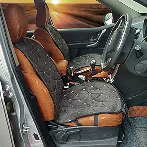 Elegant Leather Space CoolPad Full Passenger Car Seat Cushion - Set of 2 ( Black and Grey )