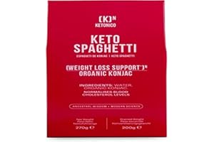 KETONICO Konjac Keto Sin Gluten, Sin Lactosa, Sin Soja, Sin OMG, Certificado Keto 1.2g Carbohidratos por Plato, Espaguetis