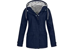 Ghemdilmn Chubasquero para mujer, transpirable, con capucha, impermeable, cortavientos, parka de lluvia, ligera, tallas grandes, chaqueta de senderismo, chaqueta funcional de entretiempo