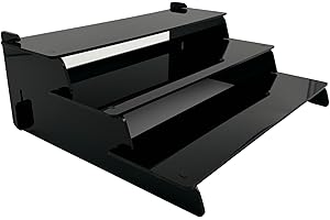 GOYAPRINT Espositore Acrilico con 3 Robusti Ripiani, Facile da Montare Senza Attrezzi, Espositore per figurine, profumi, orologi, gioielli, pasticcini, dolciumi (nero)