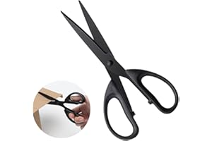 NICEIN Allzweck Schere - Scharfer,Antihaft,Edelstahl | Scheren，Papierschere, Bastelschere,haushaltsschere,küchen schere,büroschere, | Anti-Haft-Fluorbeschichtung für Klebeband (12cm-Schwarz)