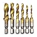JTENG 6 teilig Kombi Gewindebohrer Bit Satz 1/4'' HSS M3-M10 Schraube Sechskantschaft Senker Werkzeuge Bohrer Bit Set Maschinengewindebohrer Drill Bits Satz Edelstahl HSS