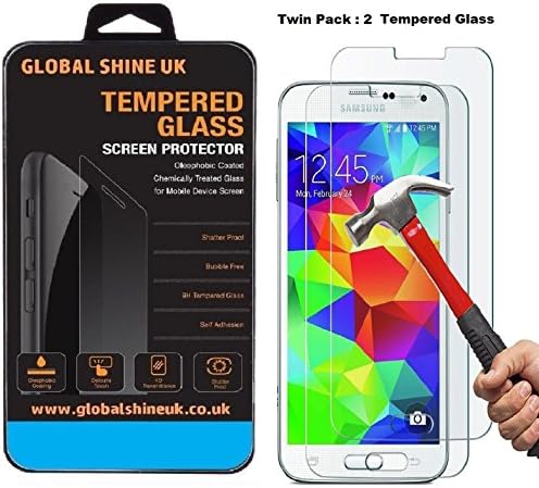 GlobalShineUK® [2 Pack] Galaxy S5 Screen Protector, 0.33mm 9H Tempered Glass Screen Protector for Samsung Galaxy S5