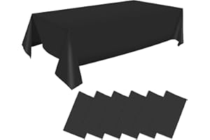 Yilakla Table Cloth 6 Pack,137 x 274cm Plastic Birthday Table Cover Disposable,Waterproof Tablecloth for Christmas Wedding New Year Home Garden Party Table Decoration Supply black