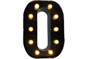 PROYATECH Black Alphabet Marquee Letters LED 26 Alphabet Light Up Letters with Diamond Bulb Battery Powered Led Letter for Wedding Birthday Christmas Home Bar Decoration Party Night Light (Black Letter O)