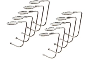 Abiyou 10 Piezas Ganchos de Bolso para Mesa, Colgador Portátil con Gancho, Soporte Mesa para Bolso, Gancho de Bolso para Mesa, Soporte Antideslizante para Bolso, para Bolsos (Plata)