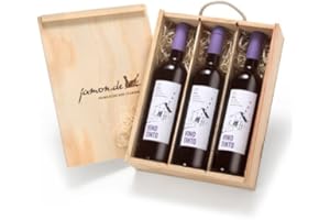 ‎JAMON.DE Weingeschenk TINTO | Drei Rotweine aus Spanien | Geschenkfertig verpackt in rustikaler Holzkiste | D.O. Utiel-Requena | 4 Monate Barrique gereift | Trocken, fruchtig