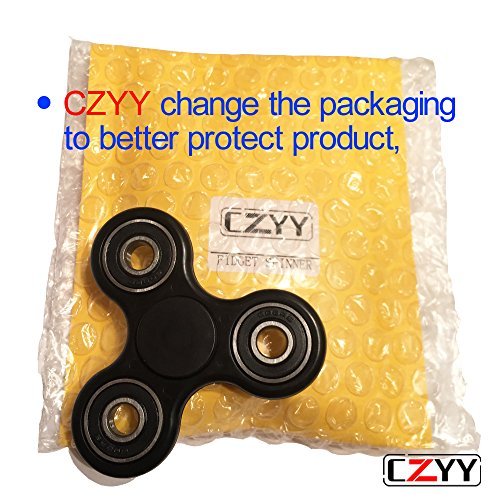 CZYY Black Tri-Spinner Fidget EDC ADHD Focus Toy Non-3D Printed Ultra Durable High Speed Si3N4 Hybrid Ceramic Bearing 1-3 Min Spins
