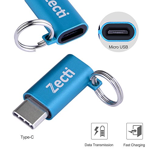 Zecti USB C Adapter auf Micro USB [4 Stücke] USB C Adapter mit Keychain und 56K Widerstand für OnePlus 3, HTC 10, Google Chromebook Pixel,LG G5 - 3