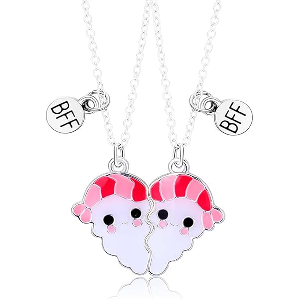 SURALIN Collane Amicizia BFF 2 Pezzi A Forma Di Fantasma Con Chiusura Magnetica - Ciondolo Cuore In Resina - Regalo Per Coppia E Migliori Amici - 4