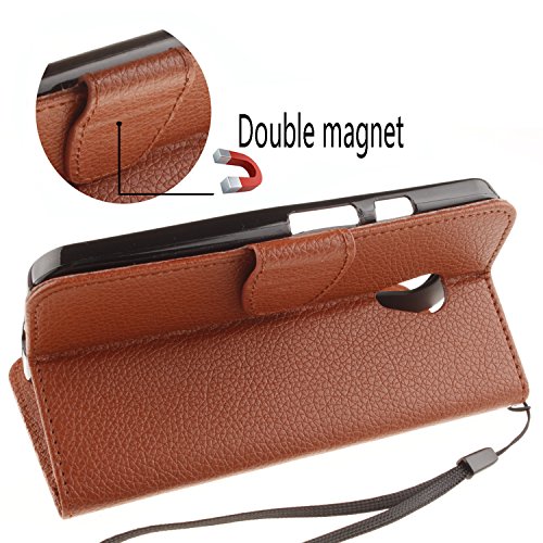 Cozy Hut Motorola Moto G2 Lederhülle,Magnetverschluss Schutzhülle Folio Cover für Motorola Moto G2 Braun Ledertasche im Bookstyle mit Kartenfächer und Standfunktion Hülle Motorola Moto G2 Handy taschen Classic Series Leder Schale [Built-in Card Slots] Brieftasche Etui Schutz Flip Leather Case – Braun - 4