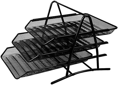 Metal Iron mesh File organizer rack,office supplies Three-layer Magazine rack floor file Bookshelf Data frame Magazine-A 35x30x27.5cm(14x12x11)
